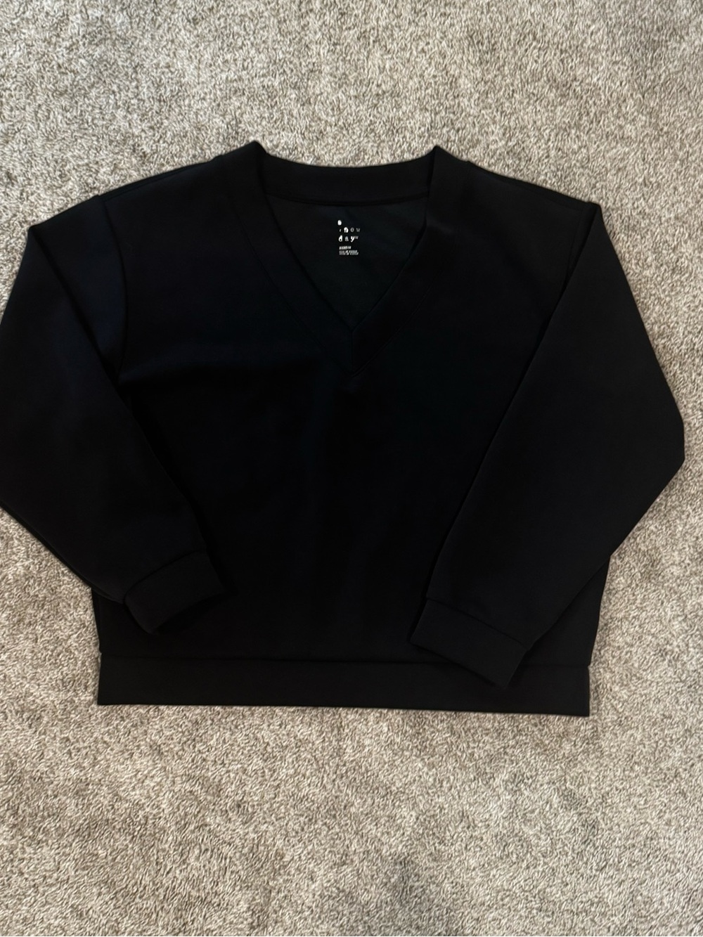 A New Day Women’s Black V-Neck Pullover Sweatshirt Long Sleeve Casual Top Medium - Picture 8 of 10